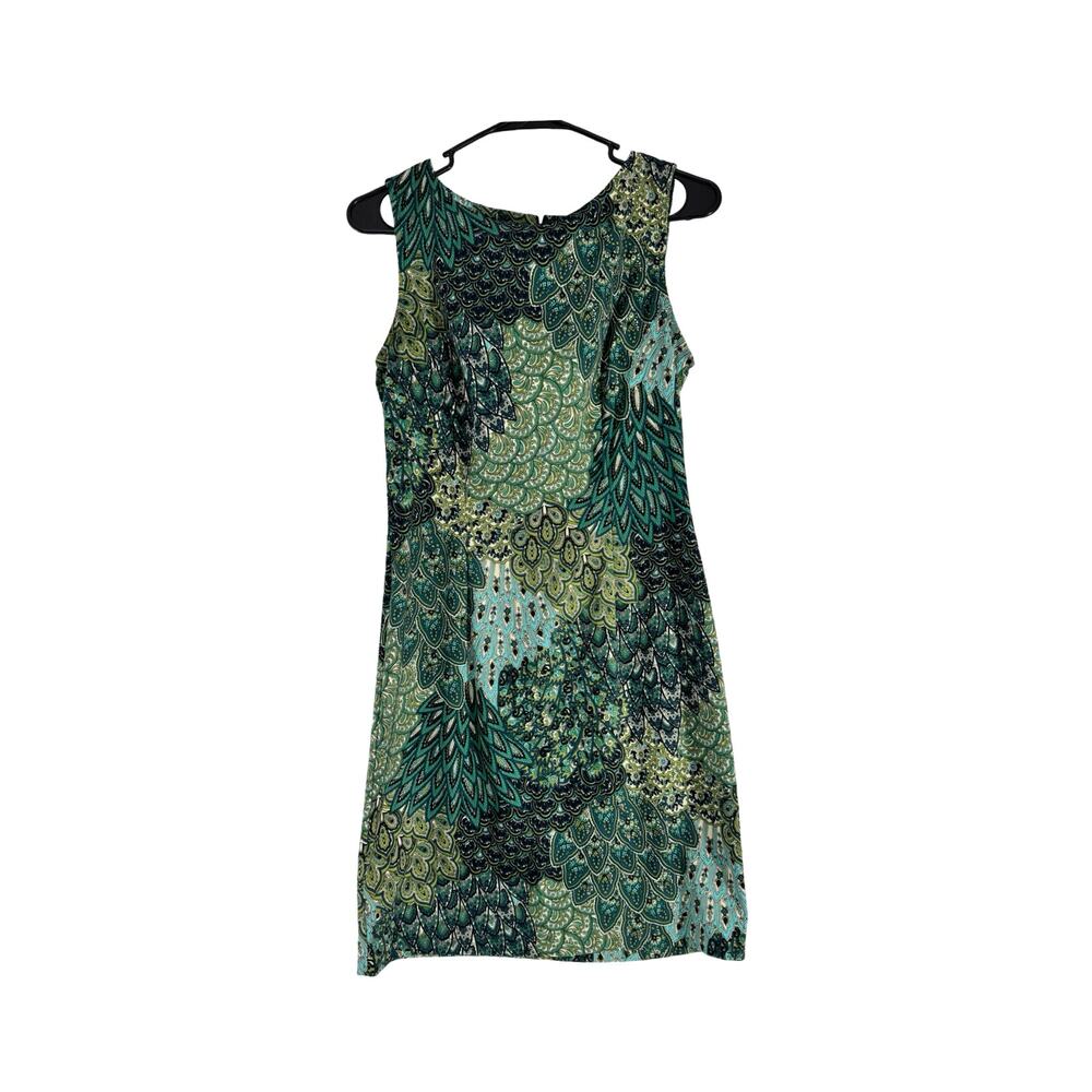 Connected Womens Size 6 Green Paisley Print Sleeveless Sheath Dress